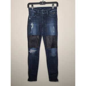 Guess destroyed skinny moto jeans with leather patches - 24